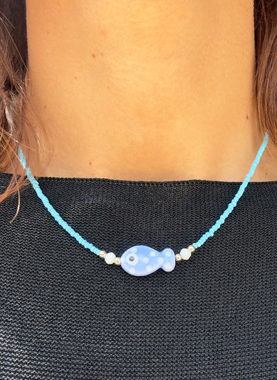 Collana Fish Leo Celeste