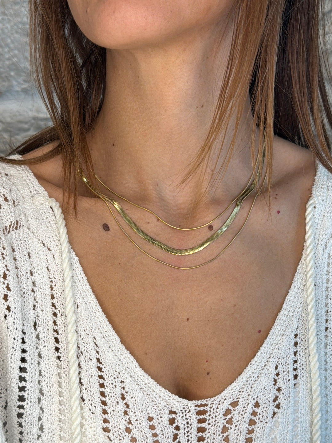 Triple Elegance Snake Necklace 