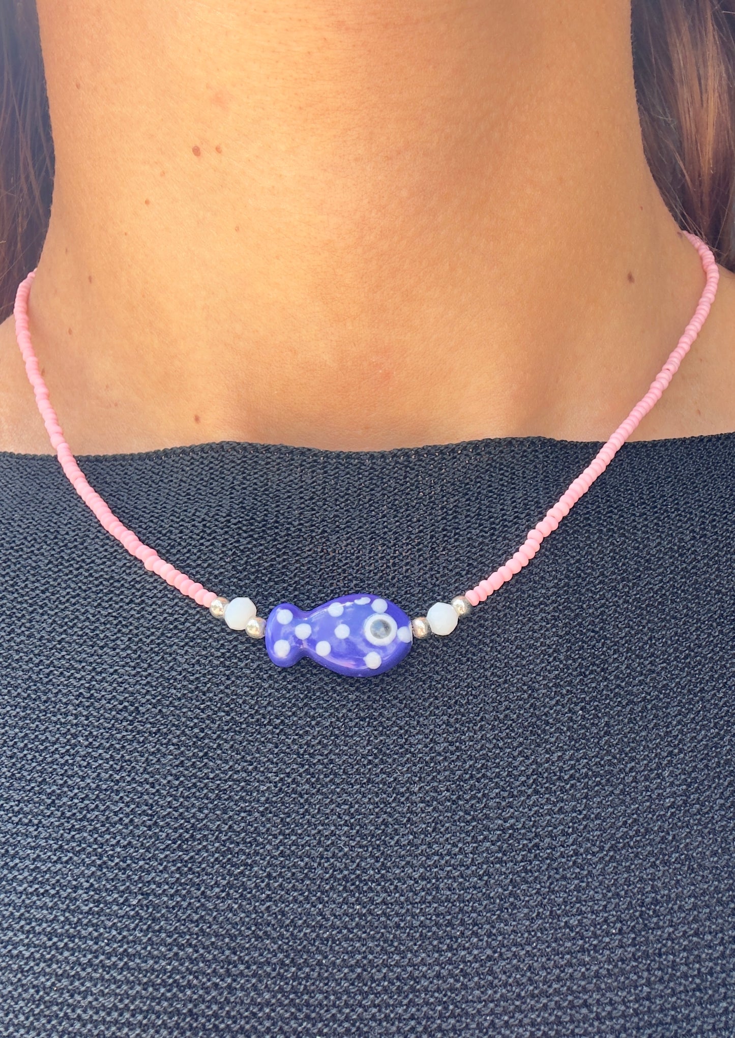 Collana Fish Leo Blu