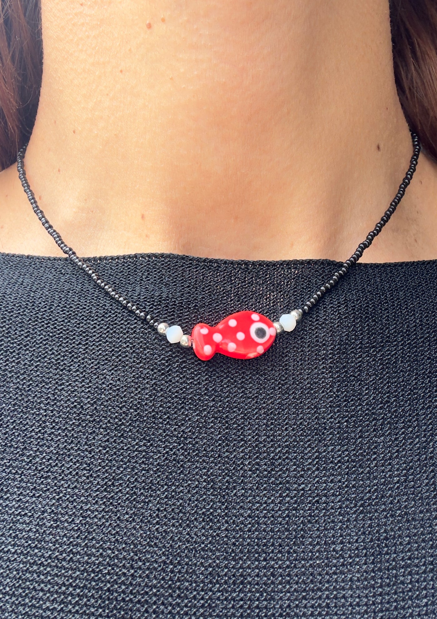 Collana Fish Leo Rosso