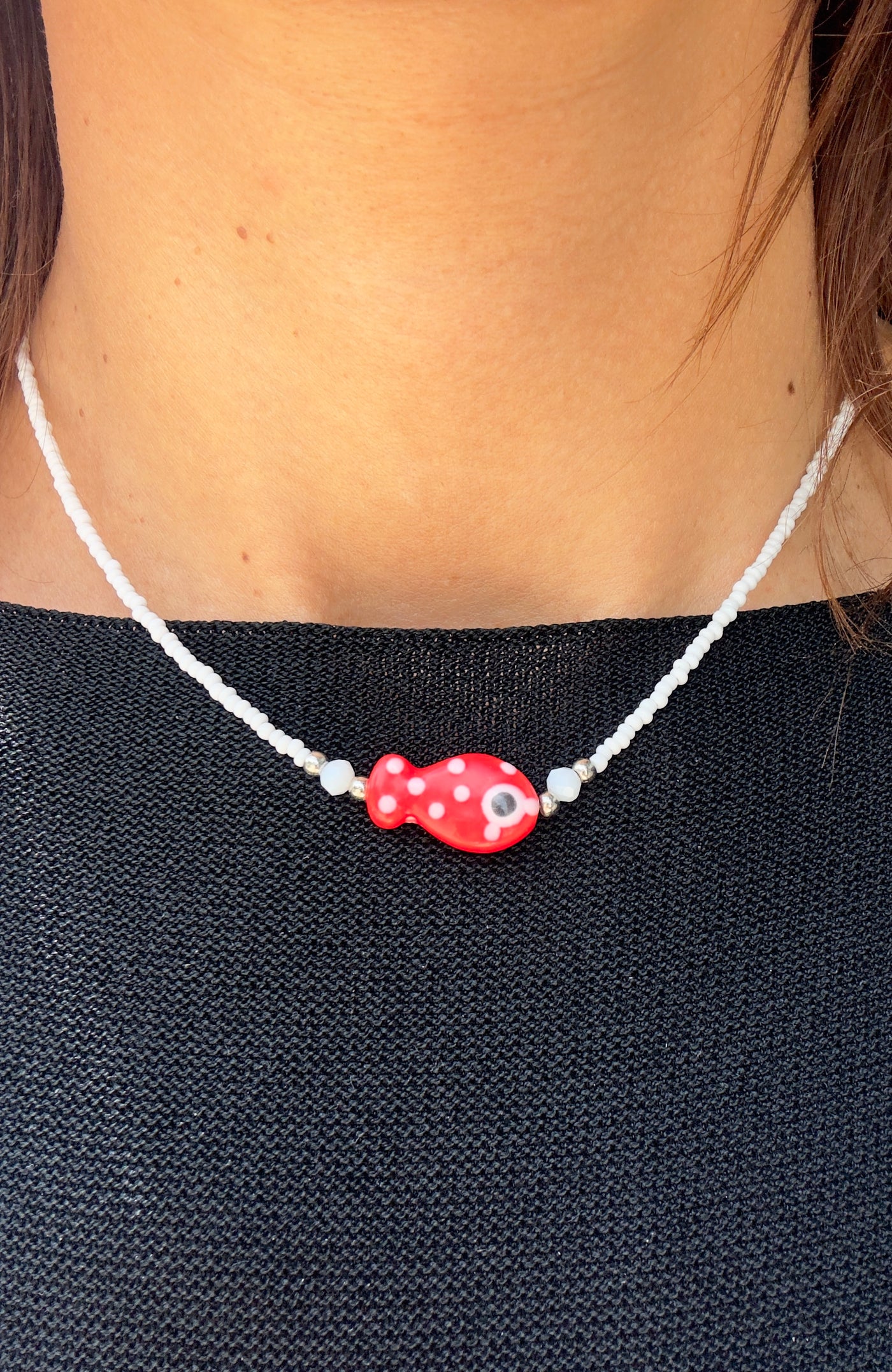 Collana Fish Leo Rosso